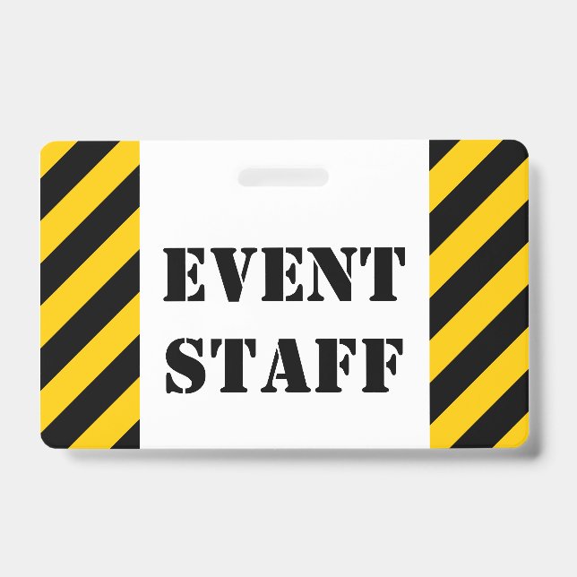"EVENT PERSONAL" + Abzeichen "Black & Yellow Strip Ausweis (Vorderseite)