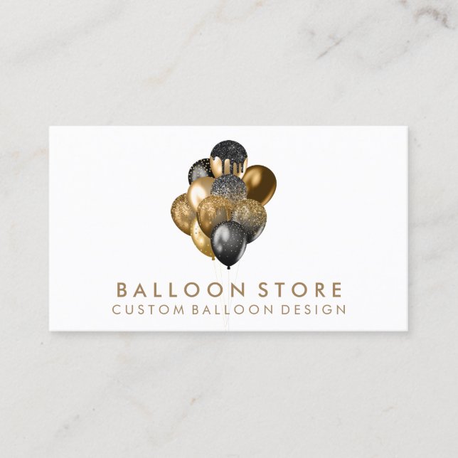 Event Plan Party Decoration Glitzer Gold Ballon Visitenkarte (Vorderseite)