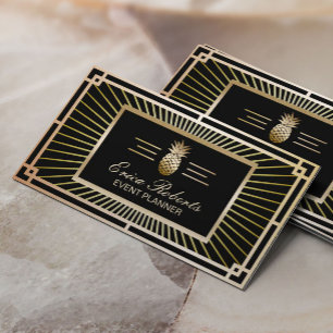 Event-Planer Vintag Gold Ananas Art Deco Visitenkarte