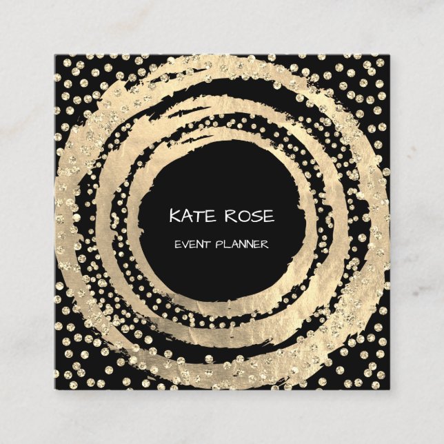 Event Planner Music Media Fashion Blogger Black Quadratische Visitenkarte (Vorderseite)