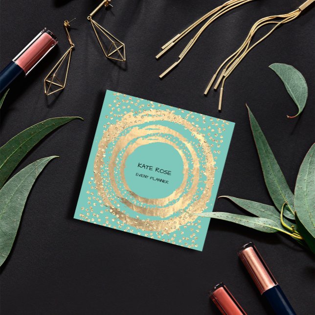 Event Planner Music Media Fashion Blogger Minze Quadratische Visitenkarte (Event Planner Music Media Fashion Blogger Mint Square Business Card)