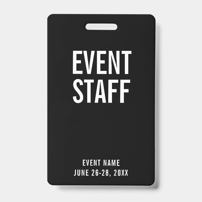 Event Staff Black All Access Pass Ausweis (Vorderseite)
