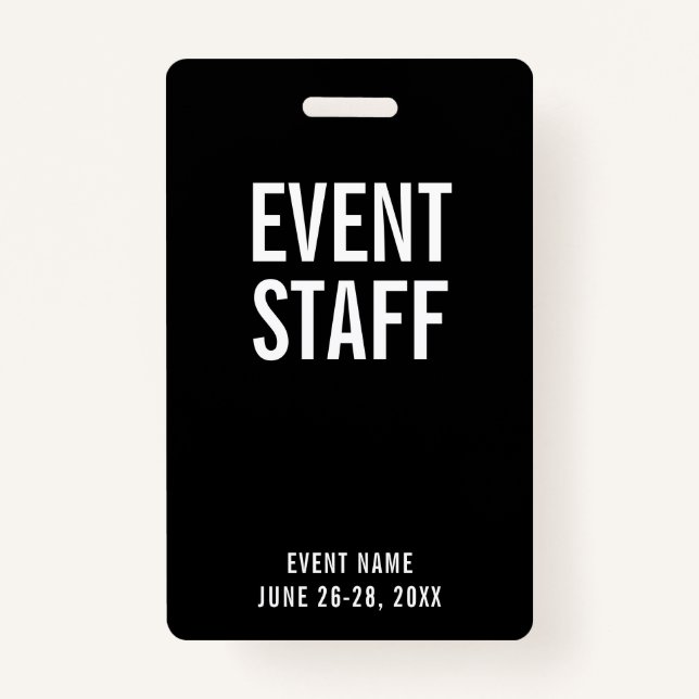 Event Staff Black All Access Pass Ausweis (Vorderseite)