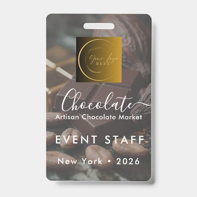 Event Staff Photo Qr Code Logo Chocolate Festival Ausweis (Vorderseite)