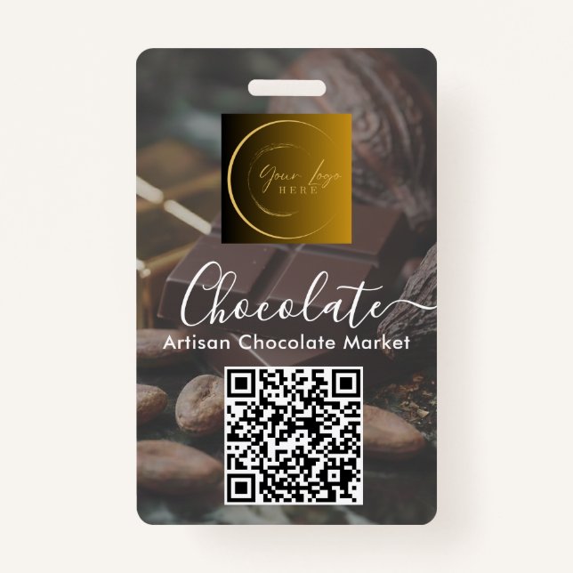 Event Staff Photo Qr Code Logo Chocolate Festival Ausweis (Rückseite)