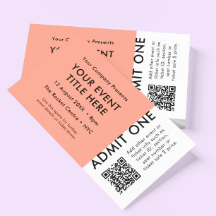 Event-Ticket   Coral Pink QR Code Konzert Ticket