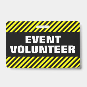 "EVENT VOLUNTEER" + Schwarz-Gelb-Gestreiftes Abzei Ausweis