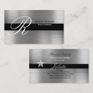 Eventkoordinator - Silver & Black Business Cards Visitenkarte
