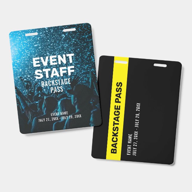 Eventpersonal Backstage-Pass-Foto Hintergrund ID Ausweis (Vorder- & Rückseite)