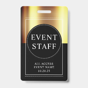 Eventpersonal Metallisch Gold Schwarz Abzeichen Ausweis
