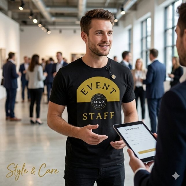 Eventpersonal Modernes Schwarz Stilvolles  T-Shirt (Event Staff Custom Modern Black Unique Stylish T-Shirt)