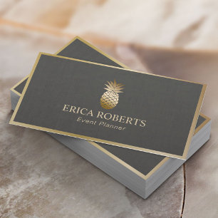 Eventplaner Ananas Modern Foil Gold Frame Visitenkarte