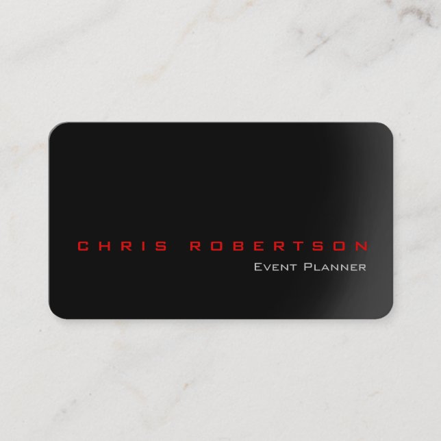 Eventplaner Black Gray Red Trendy Business Card Visitenkarte (Vorderseite)