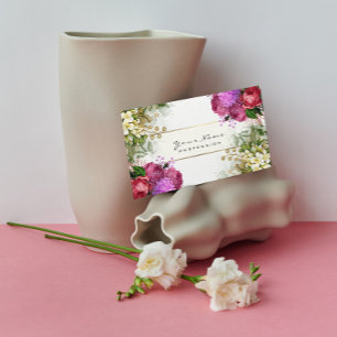 Eventplaner Blumenblätter Rote Rosen Rosa Grün Gol Visitenkarte