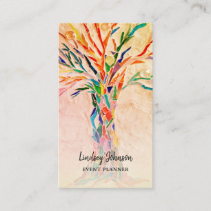 Eventplaner farbiger QR-Code Beige Business Card Visitenkarte