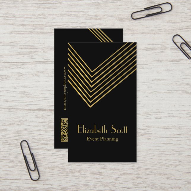 Eventplaner Gold Zickzack Design Business Card Visitenkarte (Vorderseite/Rückseite Beispiel)