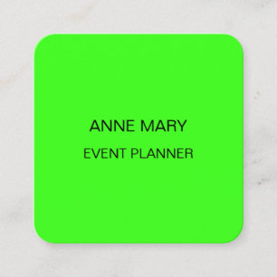 Eventplaner Helle Farbige Hochzeit Neon Grün  Quadratische Visitenkarte