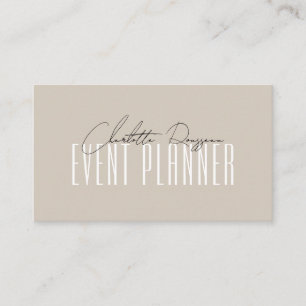 Eventplaner Moderne Typografie Script Beige Visitenkarte