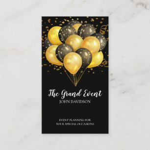 Eventplaner Moderner Gold Black Balloons Glitzer Visitenkarte