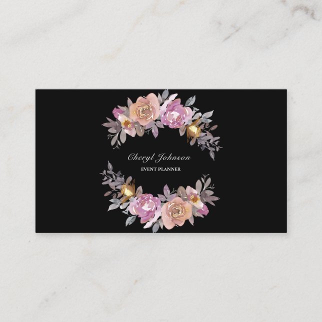 Eventplaner Watercolor Floral Business Card Visitenkarte (Vorderseite)