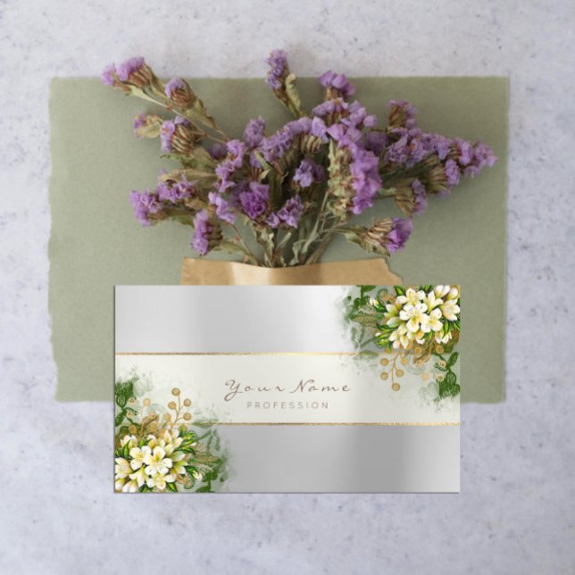 Eventplaner White Emerald Green Silver Gray Gold Visitenkarte (Event Planner White Emerald Green Silver Gray Gold Business Card)