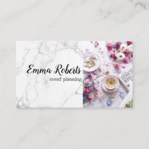 Eventplanung rosa Rosen Vintage-Blumenmuster Visitenkarte