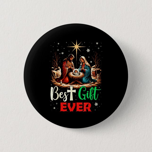 Ever Christmas Cool Jesus Nativity Scene Christian Button (Vorderseite)