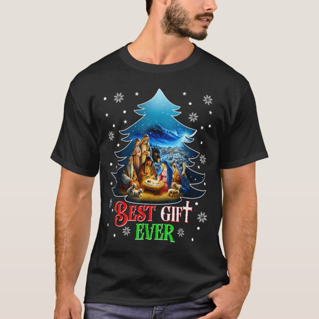 Ever Christmas Jesus Nativity Scene Merry Christma T-Shirt (Vorderseite)