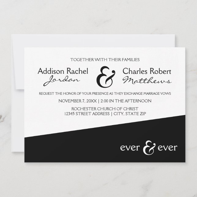 Ever & Ever Black Angle - Einladung zur Hochzeit (Vorderseite)