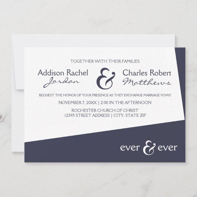 Ever & Ever Blue Angle - Einladung zur Hochzeit (Vorderseite)