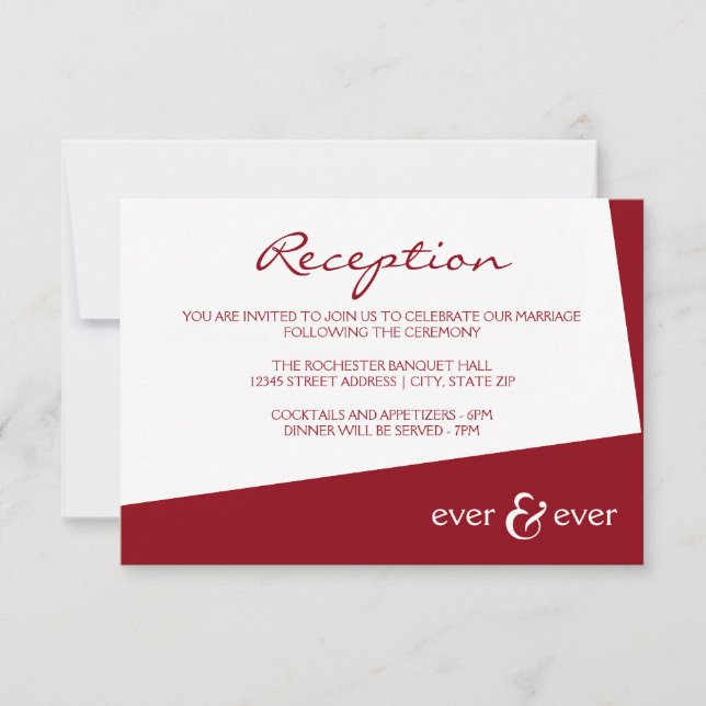 Ever & Ever Burgund Angle - Einladung von Empfänge (Vorderseite)