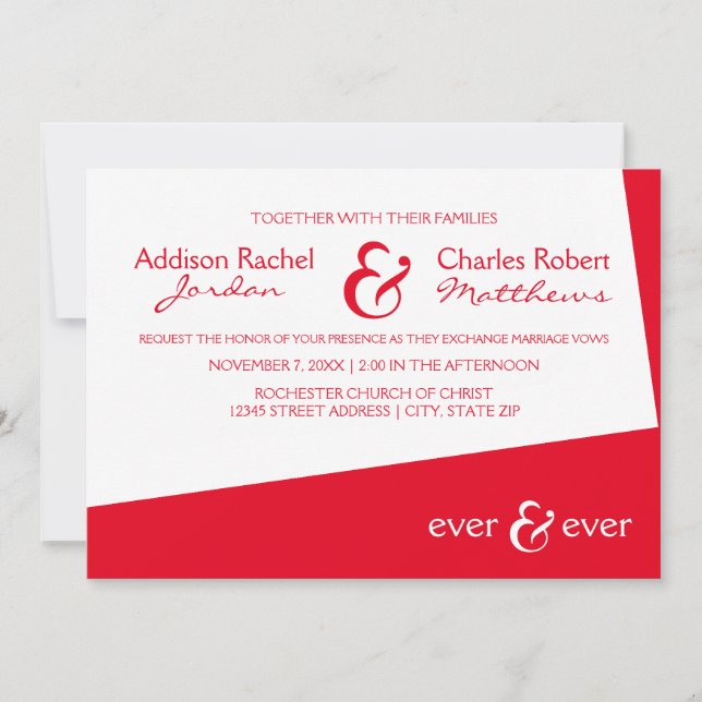 Ever & Ever Red Angle - Einladung zur Hochzeit (Vorderseite)