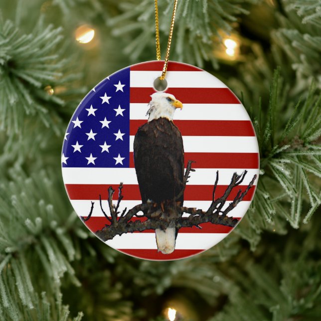 Ever Vigilant Bald Eagle Keramik Ornament (Baum)