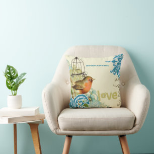 Everafter Braut Teal Lime & Coral Bird Vogelkäfig Kissen
