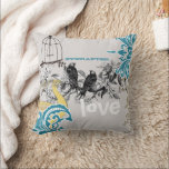 Everafter Bride Aquamarin Yellow Gray Peacock Bird Kissen<br><div class="desc">Sie personalisieren dieses Whimsical Aquamarin Yellow & Gray Vintag Love Bird Peacock Birdcage Pillow zu sagen, was Ihnen gefällt oder nutzen Sie das bestehende immernach Liebe für die Braut oder für den Valentinstag! - Matching Wedding Invitations - Sie wählen auch die Hintergrundfarbe - um die Farbe zu ändern, klicken Sie...</div>