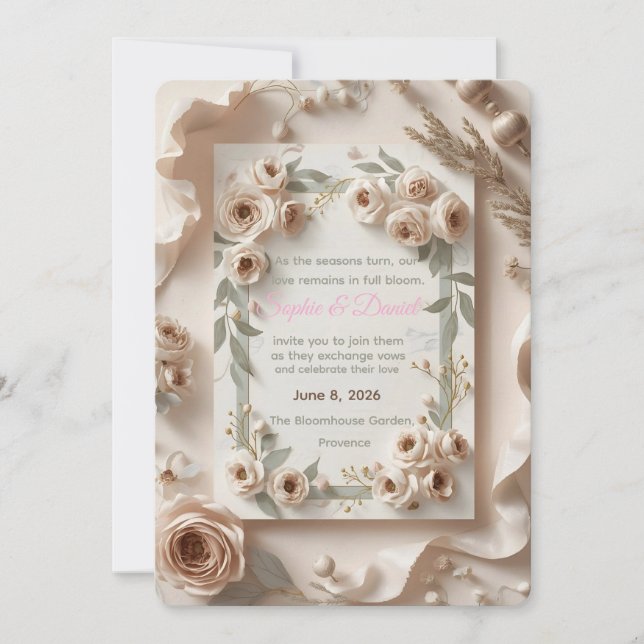 EverBloom Wedding Invitation – A Year of Celebrati Einladung (Vorderseite)