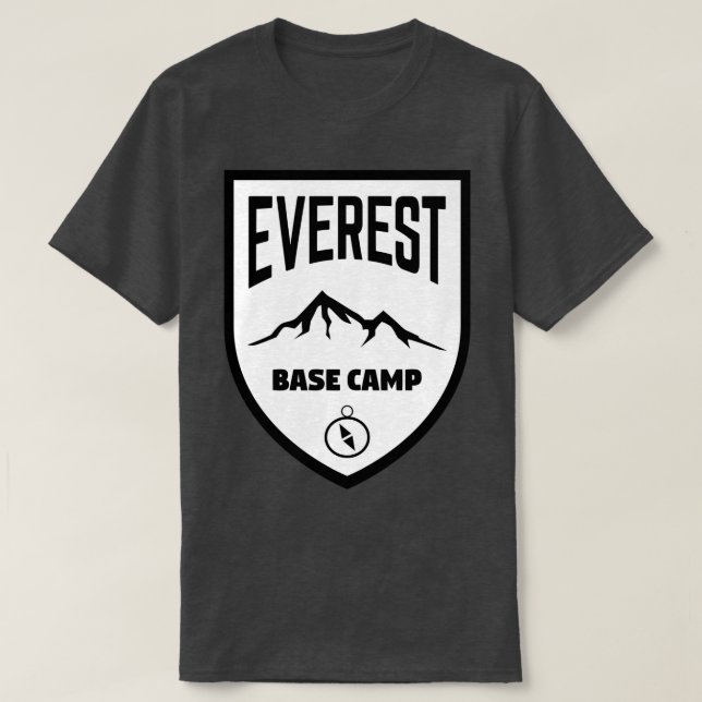 Everest Base Camp Schild schwarz und weiß T-Shirt (Design vorne)