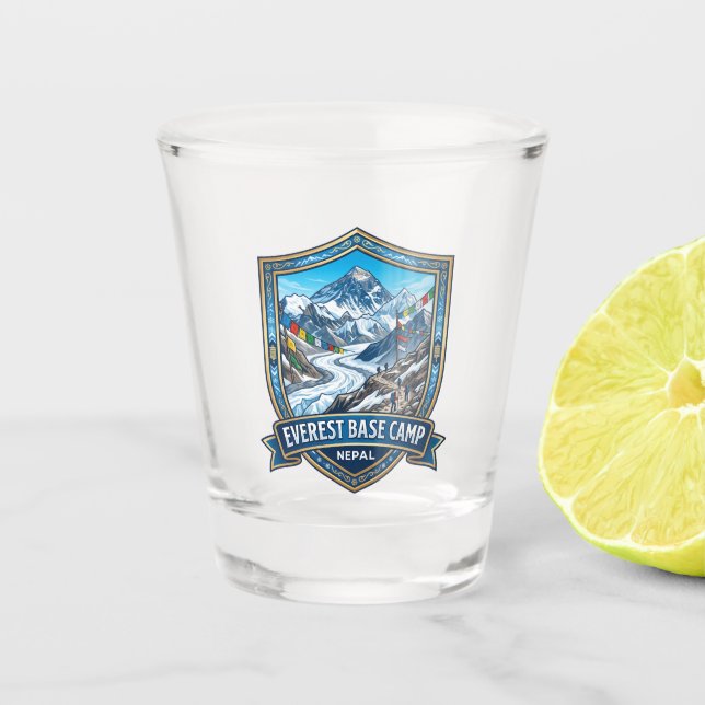 Everest-Basislager Nepal Schnapsglas (Vorderseite)