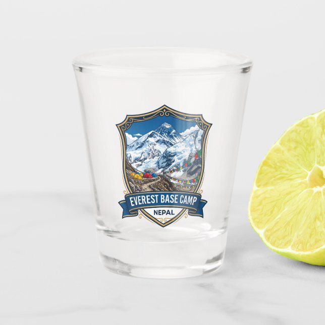 Everest-Basislager Nepal Schnapsglas (Vorderseite)