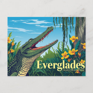 Everglades-Alligator-Vintage-Poster-Kunst Postkarte