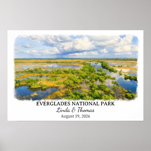 Everglades National Park Florida, Watercolor Poster (Vorne)