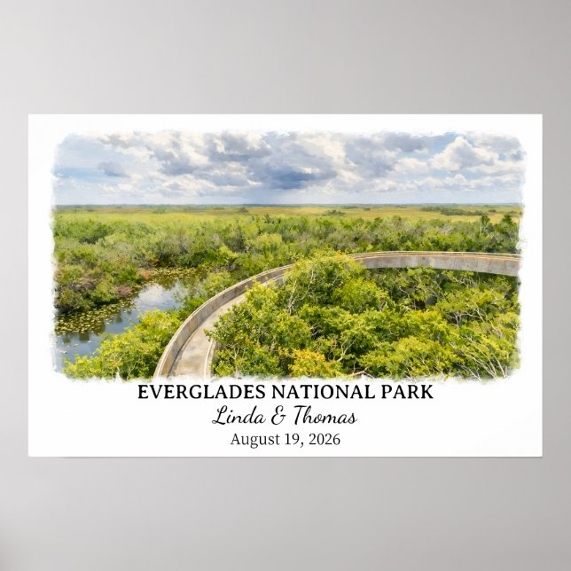 Everglades National Park Florida, Watercolor Poster (Vorne)