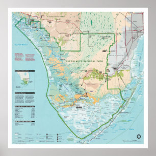 Everglades National Park Map (1996) Southern FL Poster