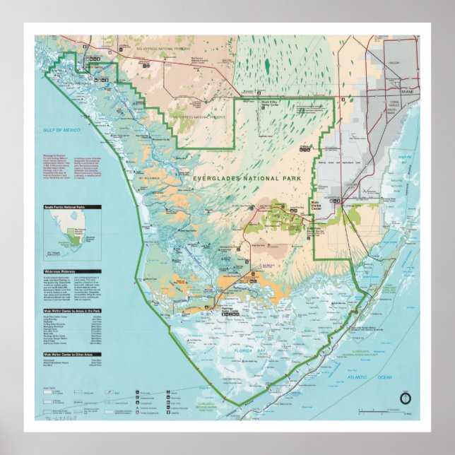 Everglades National Park Map (1996) Southern FL Poster (Vorne)