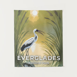 Everglades National Park Wasserfarben-Storch Wandteppich