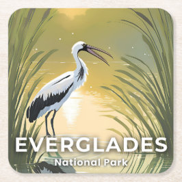 Everglades National Park | Watercolor Stork Rechteckiger Pappuntersetzer