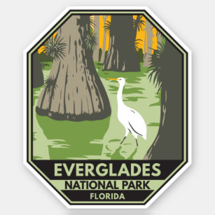 Everglades Nationalpark Florida Egret Vintag Aufkleber