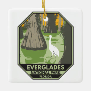 Everglades Nationalpark Florida Egret Vintag Keramikornament