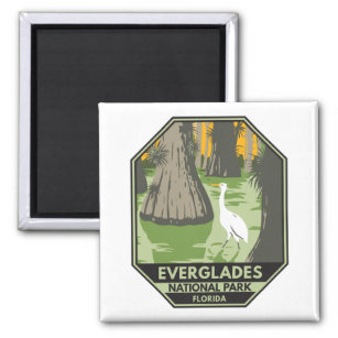 Everglades Nationalpark Florida Egret Vintag Magnet