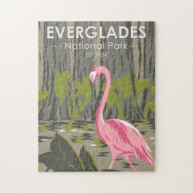  Everglades Nationalpark Florida Flamingo Vintag Puzzle (Vertikal)